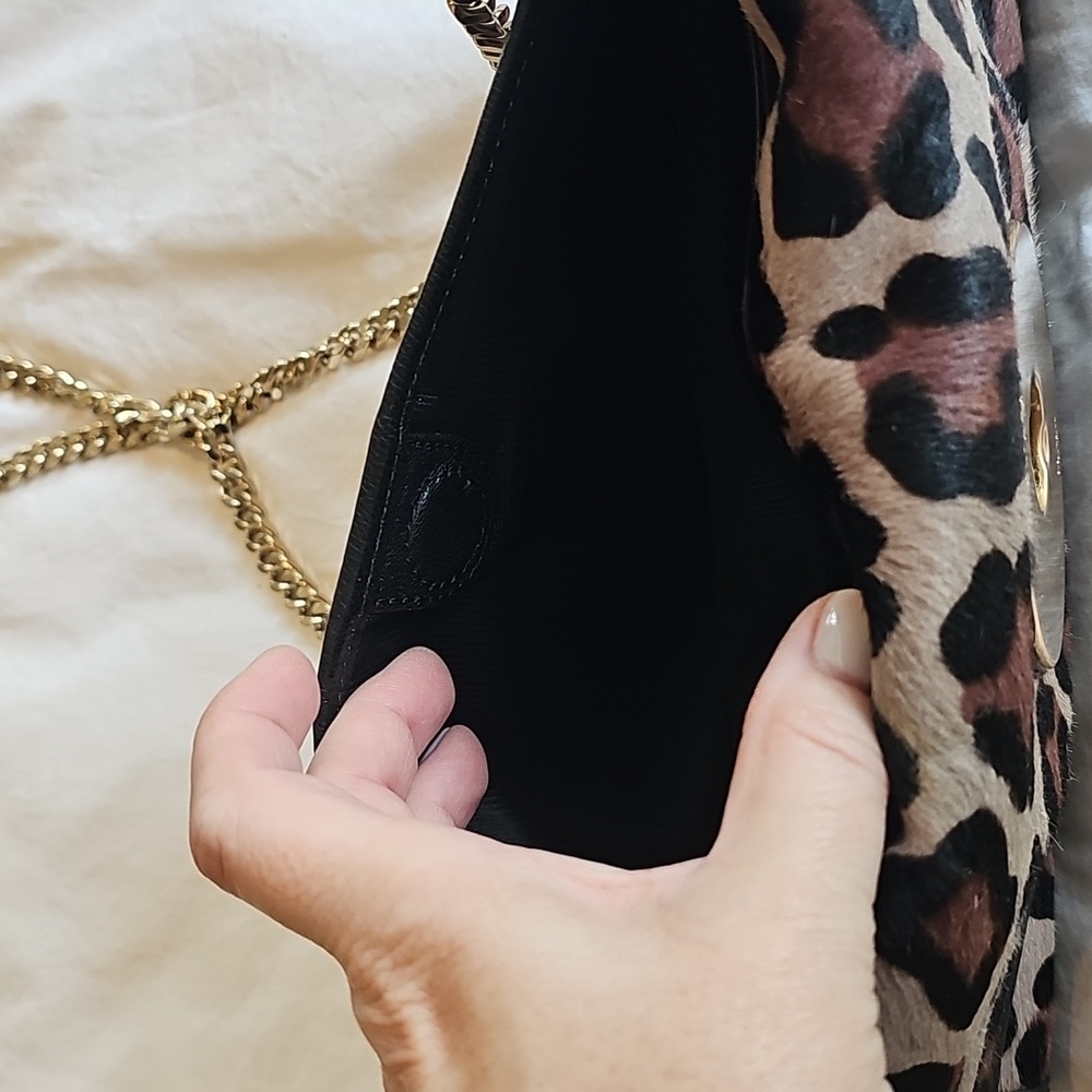 COACH OCELOT LEOPARD BROWN/TAN/BLACK CALF HAIR TURN LOCK CLUTCH BROWN/MULTI $595 - Picture 7 of 8